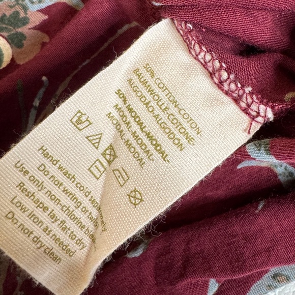 Free People Elsa Open Back Jersey Burgundy Floral Open Back Top Women’s Medium - Picture 8 of 10